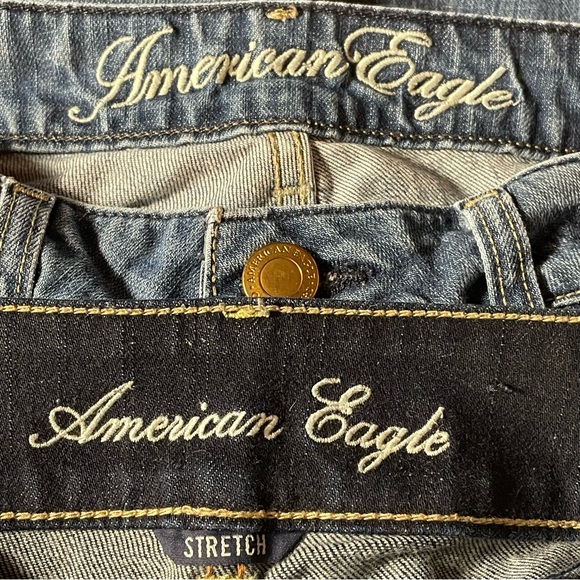 2 Pair American Eagle Outfitters Denim Jeans Dark Wash & Med-Light wash Size 2 - Picture 15 of 16